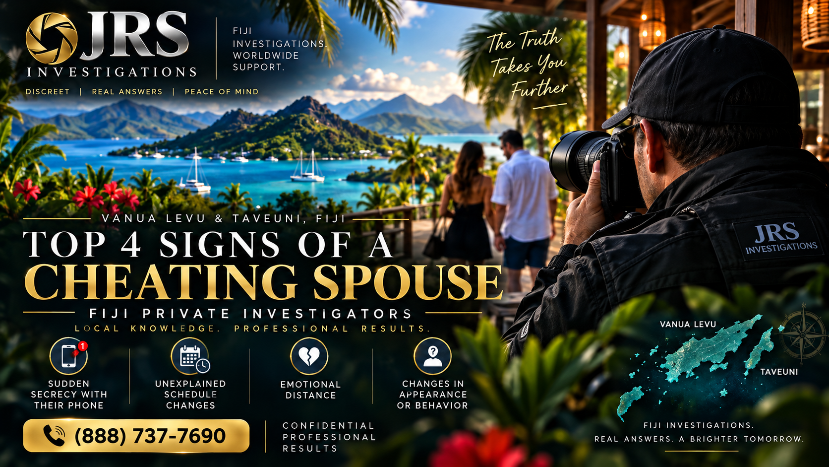 Vanua Levu and Taveuni private investigator conducting discreet infidelity surveillance in Fiji
