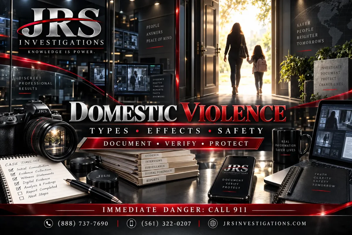 JRS Investigations domestic violence types, effects, safety and professional evidence documentation