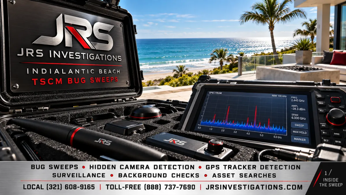 JRS Investigations Indialantic Beach TSCM bug sweeps, hidden camera and GPS tracker detection