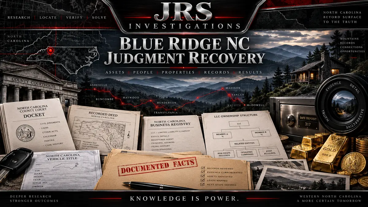 Blue Ridge NC judgment recovery investigation by JRS Investigations