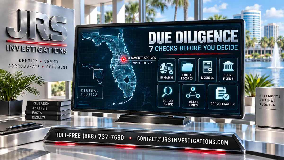 Altamonte Springs due diligence investigation by JRS Investigations
