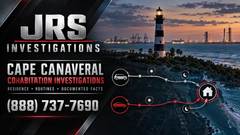 Cape Canaveral cohabitation investigator residence, vehicle, routine, and documented facts graphic