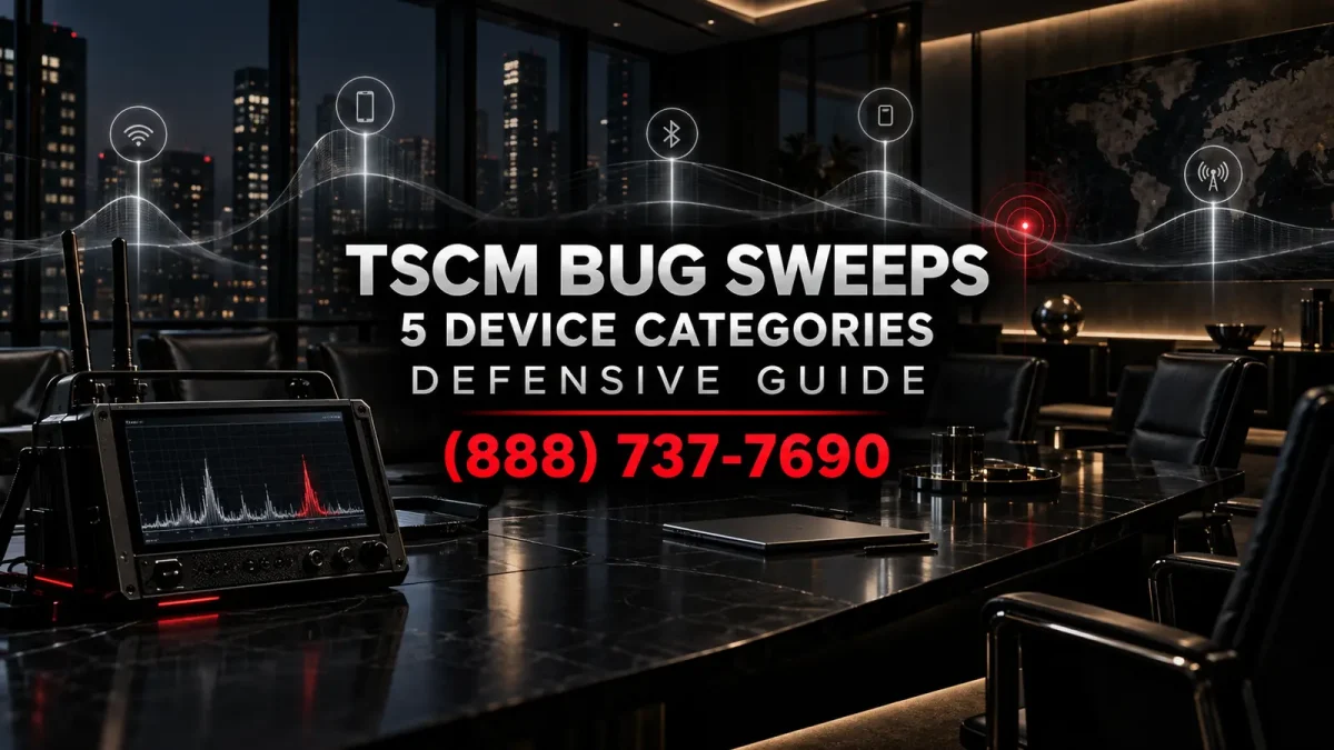 TSCM bug sweeps and five surveillance device categories, JRS Investigations, (888) 737-7690