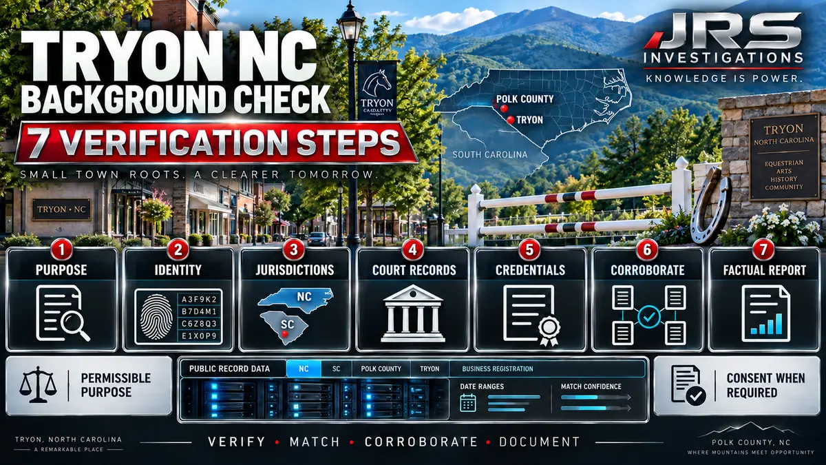 Tryon NC background check investigator from JRS Investigations
