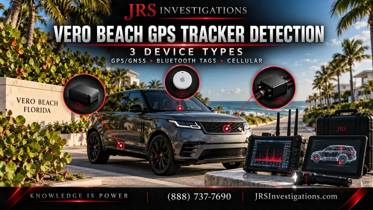JRS Investigations Vero Beach GPS tracker detection for GPS, Bluetooth and cellular devices