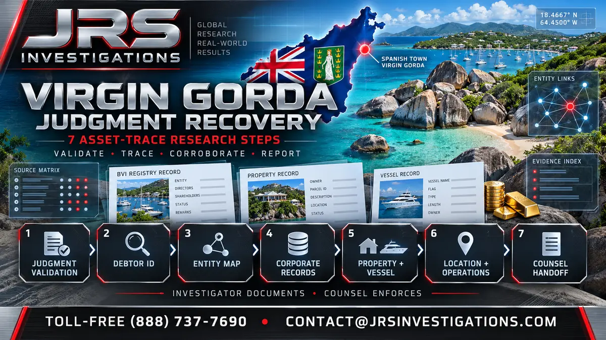 Virgin Gorda judgment recovery investigator from JRS Investigations