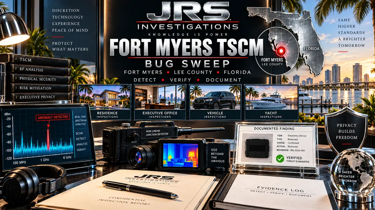 Fort Myers TSCM bug sweep and surveillance device detection by JRS Investigations