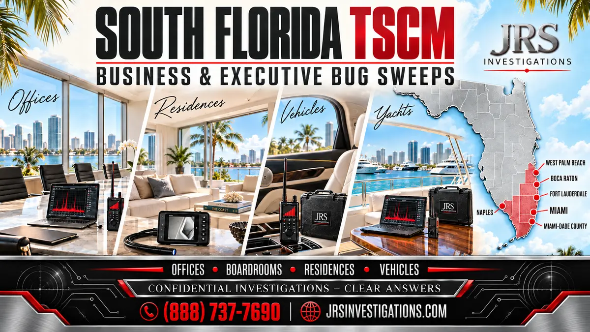 JRS Investigations South Florida TSCM bug sweeps for offices, boardrooms, residences, vehicles and yachts