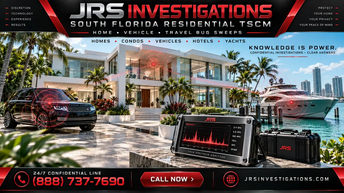 JRS Investigations South Florida residential TSCM sweeps for homes, condominiums, vehicles, hotels and yachts