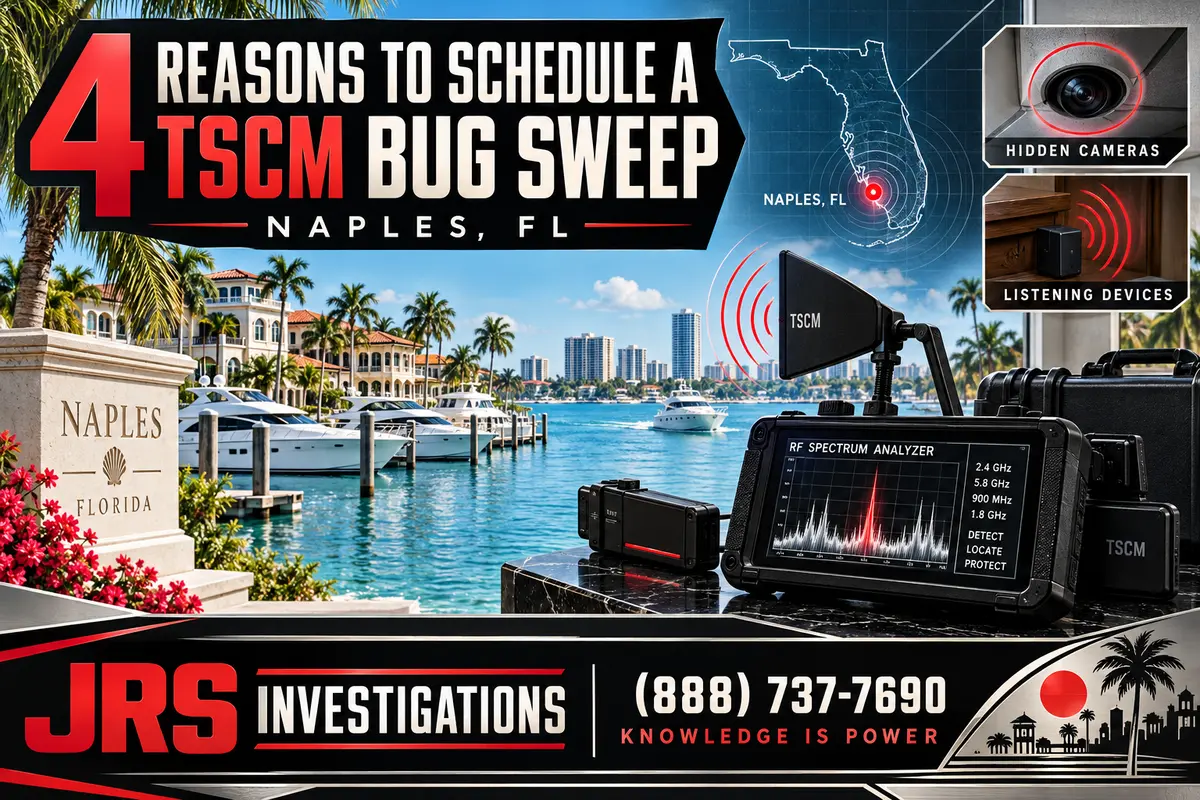 Naples Florida TSCM bug sweep equipment for hidden camera and listening device detection