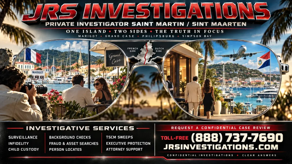 JRS Investigations private investigator serving Saint Martin and Sint Maarten with surveillance, TSCM, executive protection, and investigative services