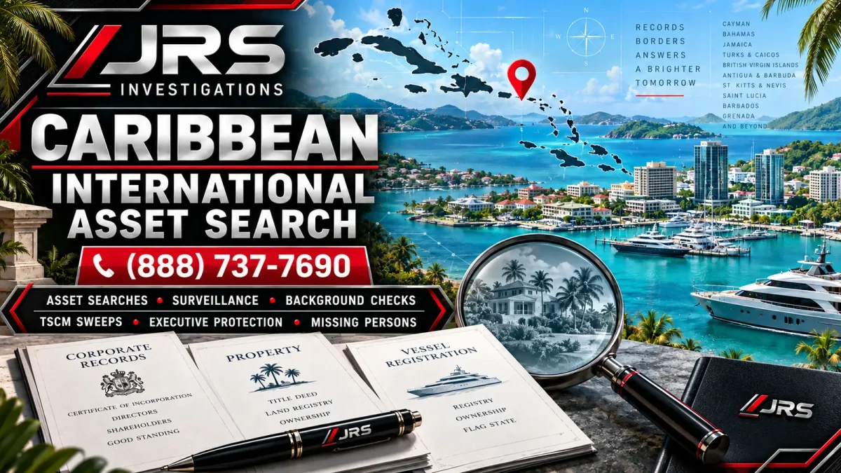 JRS Investigations Caribbean international asset search with corporate records, property, vessels, surveillance, background checks and security services