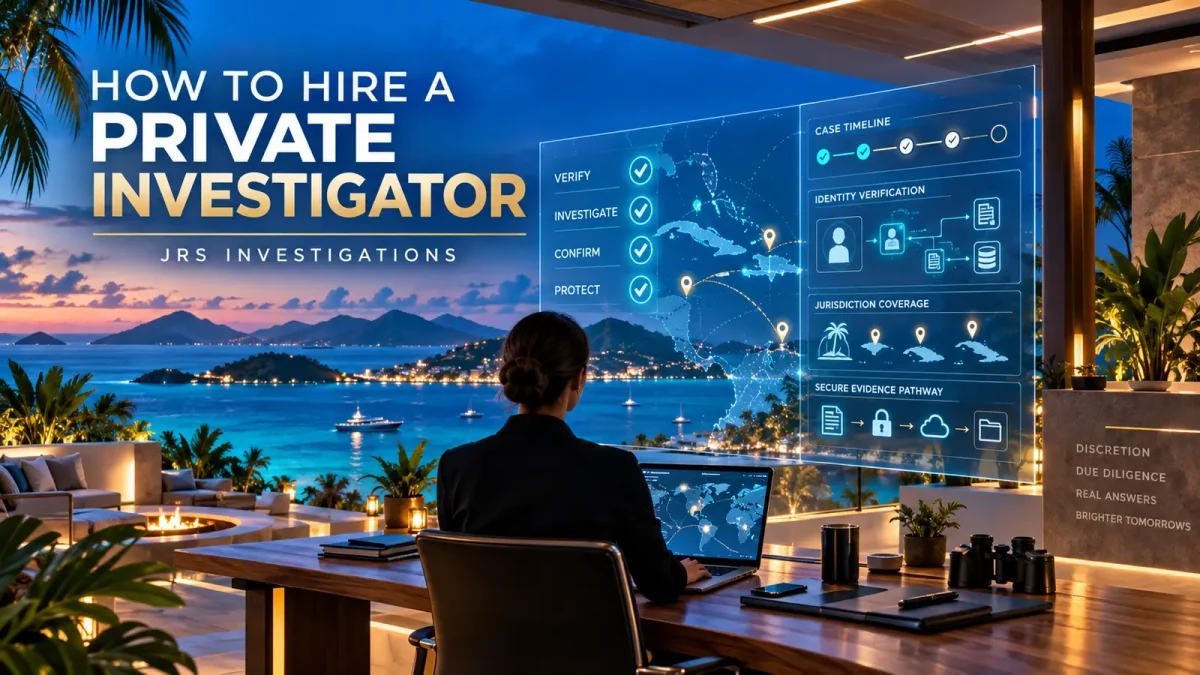 How to hire a private investigator with JRS Investigations in a modern Caribbean investigative command center