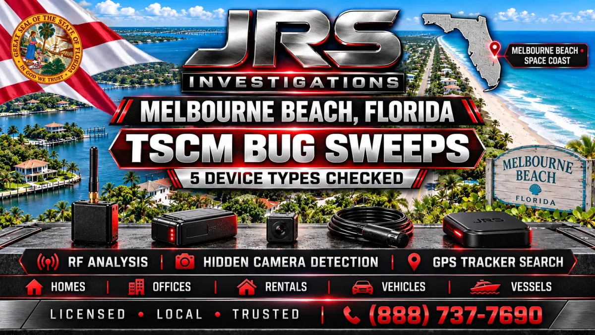 JRS Investigations Melbourne Beach Florida TSCM bug sweeps for homes, offices, rentals, vehicles and vessels