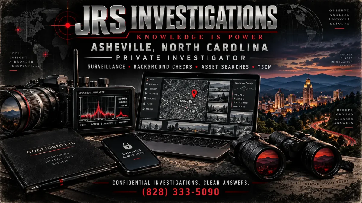 JRS Investigations Asheville private investigator services with modern surveillance and TSCM equipment