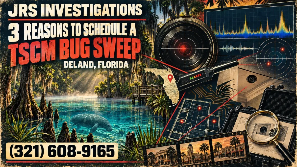 DeLand TSCM bug sweep with Blue Spring–inspired scenery — call (321) 608-9165