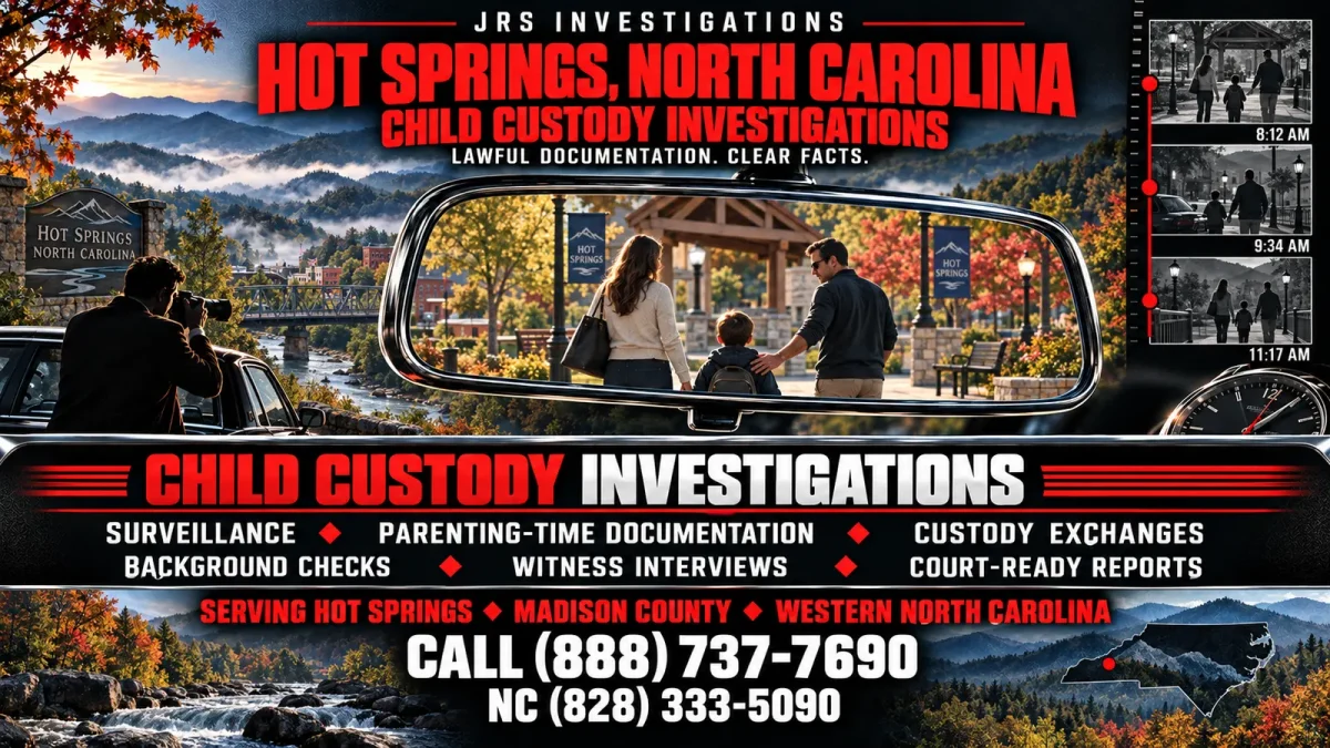 JRS Investigations child custody investigations in Hot Springs, North Carolina, serving Madison County and Western North Carolina