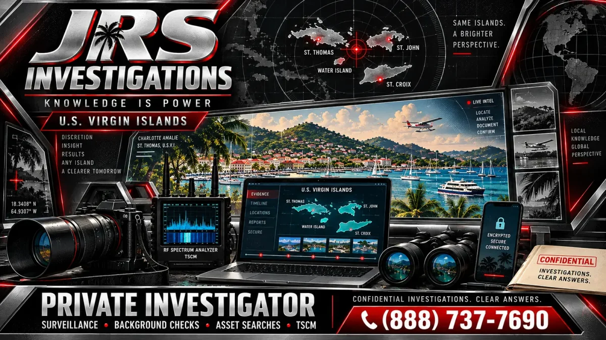 JRS Investigations U.S. Virgin Islands private investigator services with modern surveillance, background check, asset search and TSCM equipment
