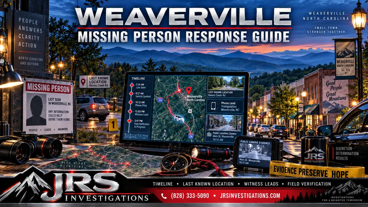 Weaverville missing person response guide by JRS Investigations