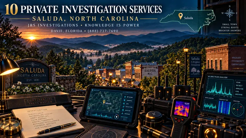 Saluda North Carolina private investigation services with mountain town and professional investigative equipment