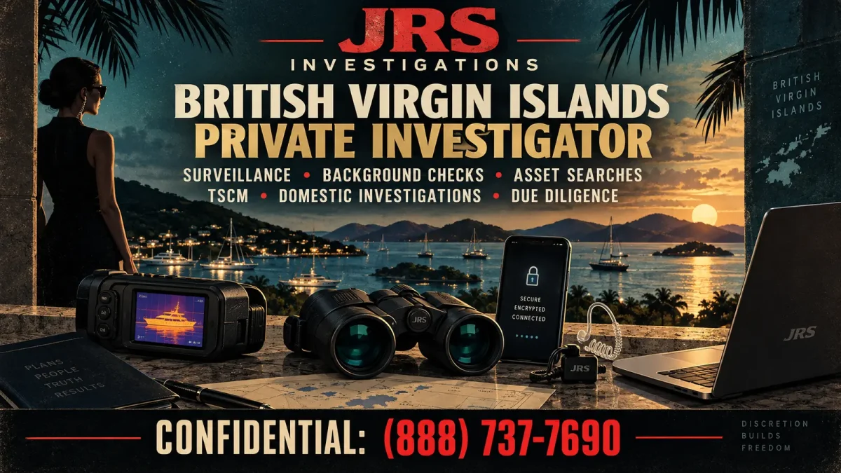 JRS Investigations British Virgin Islands private investigator services including surveillance, background checks, asset searches, TSCM sweeps, domestic investigations and due diligence