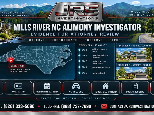 Mills River NC Alimony Investigator: Evidence Guide