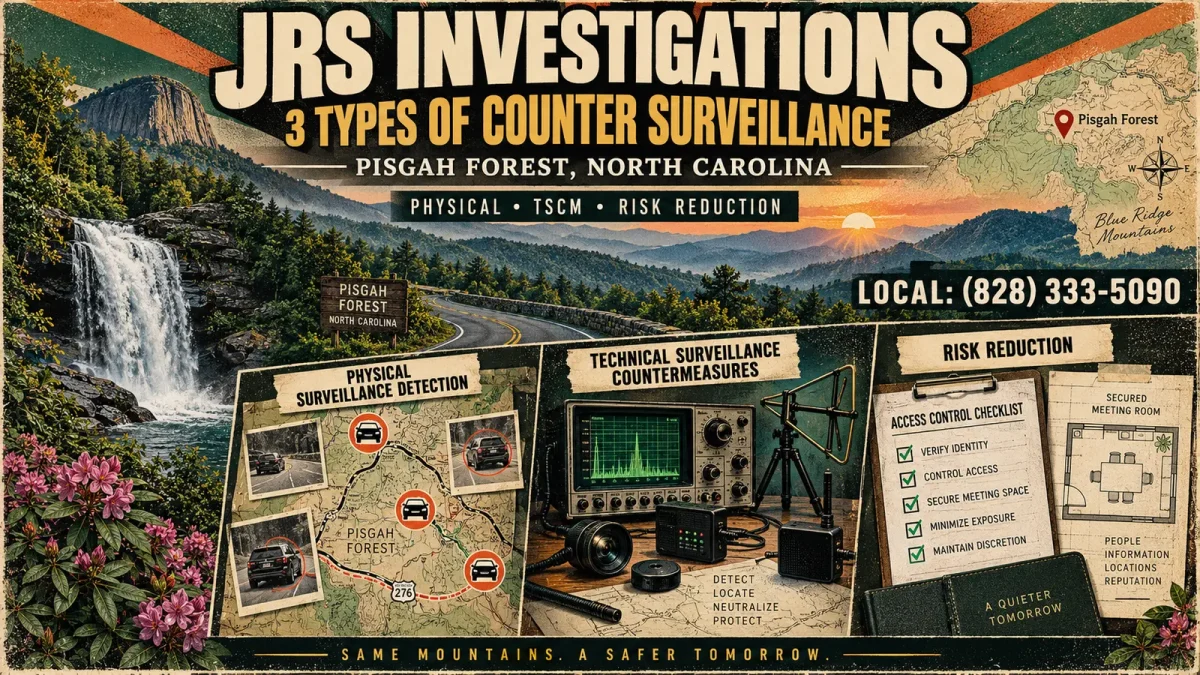 Pisgah Forest counter surveillance covering physical detection, TSCM, and risk reduction — local (828) 333-5090