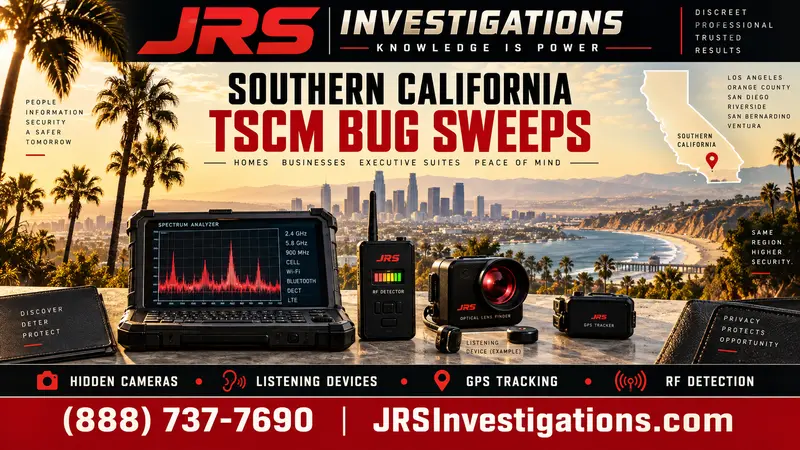 JRS Investigations Southern California TSCM bug sweeps for hidden cameras, listening devices, GPS tracking and RF detection