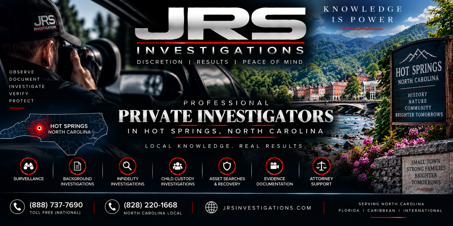Hot Springs North Carolina private investigator services by JRS Investigations