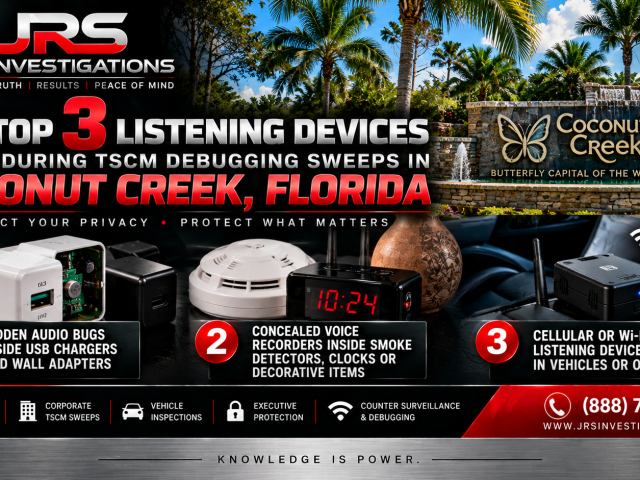 Top 3 Listening Devices Found in Coconut Creek Florida TSCM Bug Sweeps