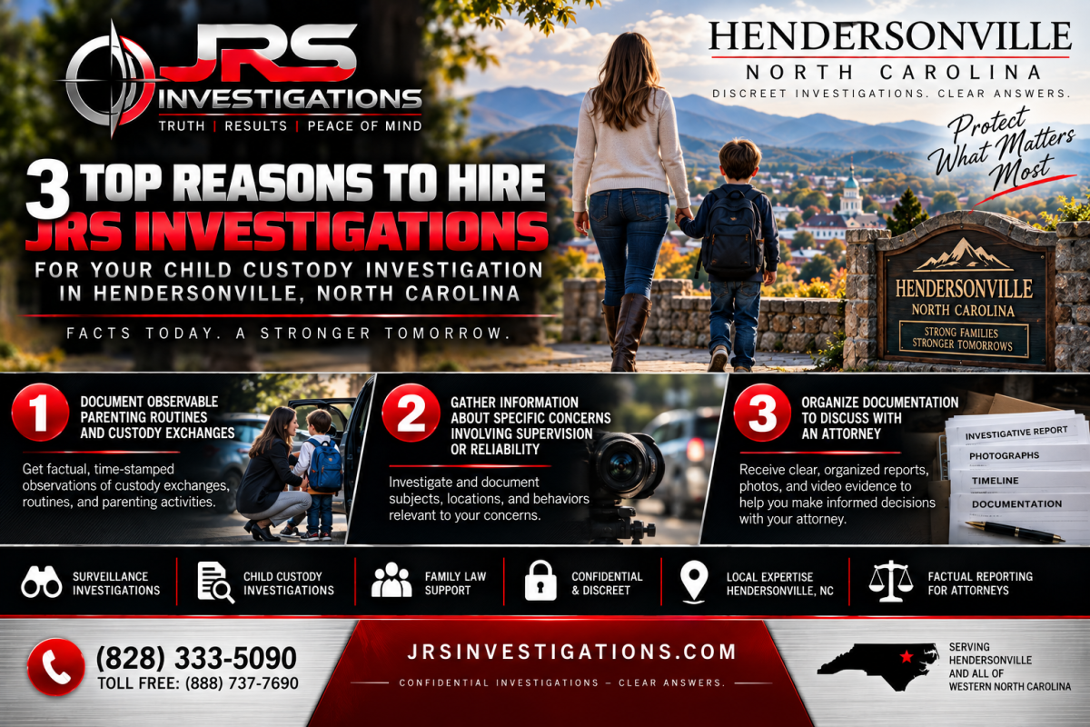 JRS Investigations child custody investigator in Hendersonville North Carolina documenting custody and family law concerns