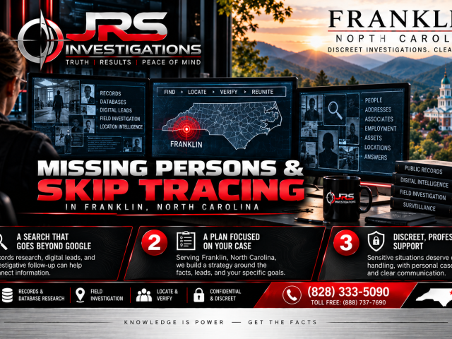 3 Reasons to Hire a Missing Persons & Skip Tracing JRS Investigators in Franklin NC