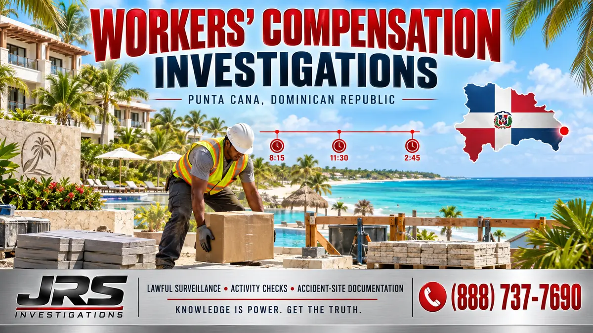 JRS Punta Cana workers’ compensation investigator documenting workplace activity in the Dominican Republic