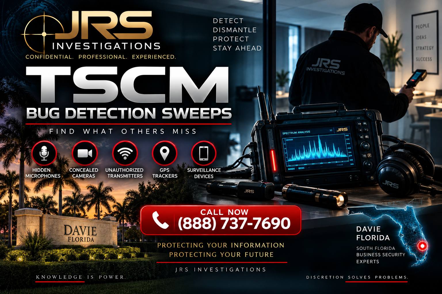 TSCM Bug Sweep Davie FL | Workplace Spying & Corporate Surveillance