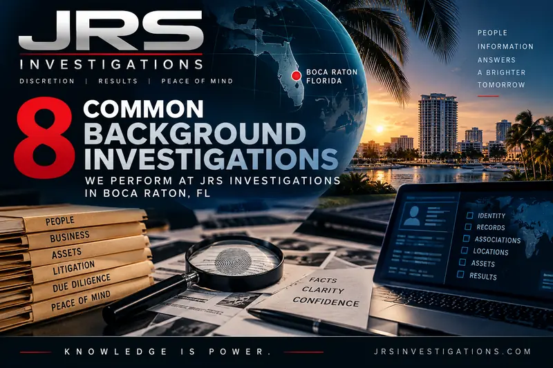 Eight common background investigations performed by JRS Investigations in Boca Raton, Florida