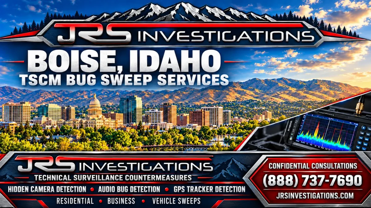 JRS Investigations Boise Idaho TSCM bug sweep services for hidden cameras, audio bugs and GPS trackers