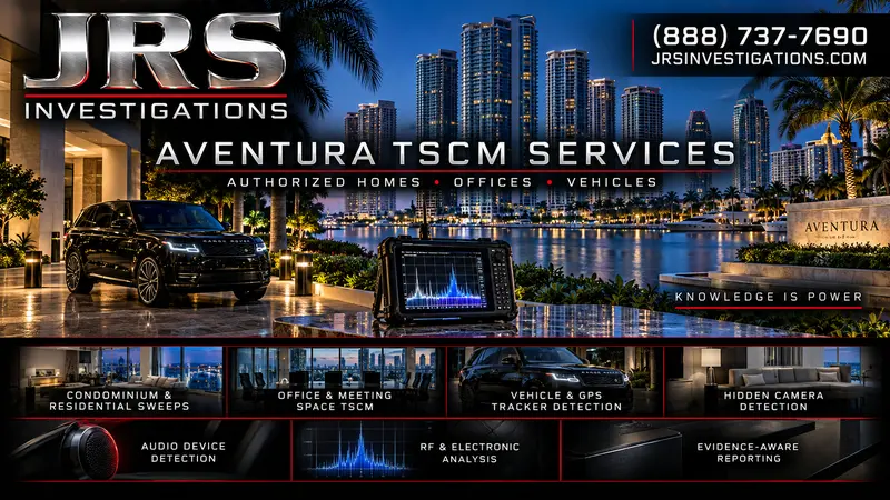 JRS Investigations Aventura TSCM bug sweeps for homes, offices and vehicles
