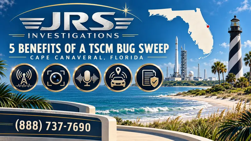JRS Investigations Cape Canaveral TSCM bug sweep guide with five surveillance-security benefits