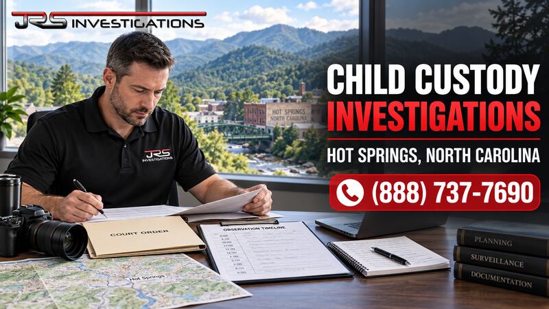 JRS investigator planning a child custody investigation in Hot Springs, North Carolina