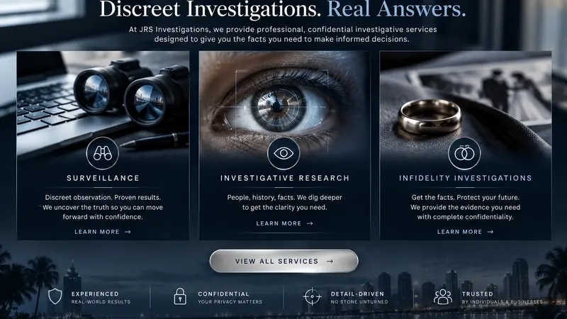 JRS Investigations featured artwork presenting private investigation services in Florida