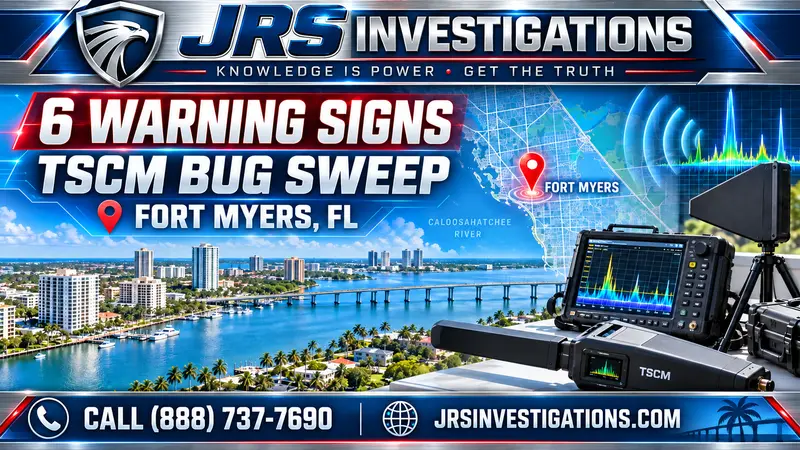 JRS Investigations featured image for six TSCM bug sweep warning signs in Fort Myers, Florida