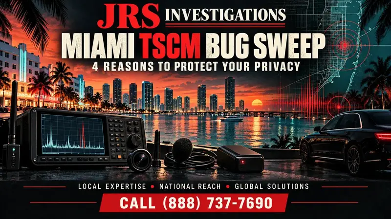 JRS Investigations conducting a TSCM bug sweep for a Miami business