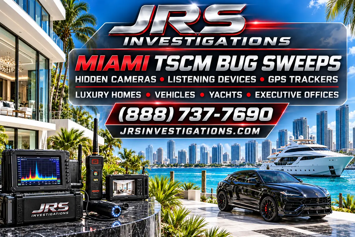 Miami TSCM bug sweeps for luxury homes, vehicles, yachts and executive offices by JRS Investigations