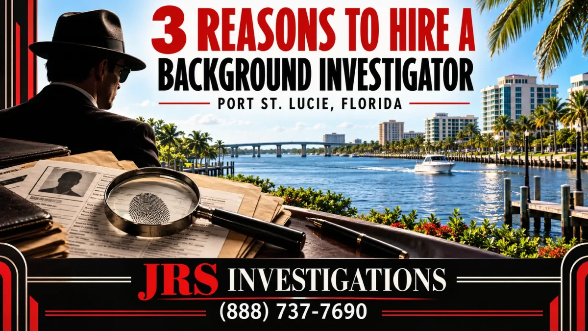 Port St. Lucie background investigator reviewing identity records for JRS Investigations