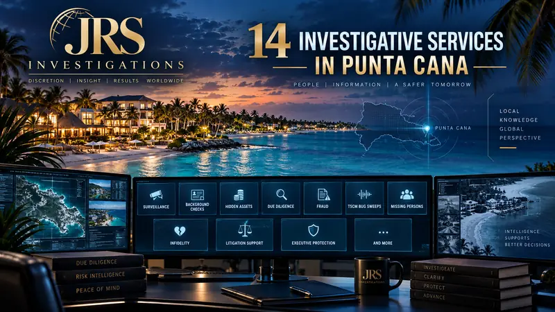 JRS Investigations featured artwork showing investigative services in Punta Cana Dominican Republic