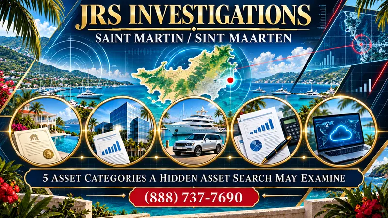 JRS Investigations Saint Martin hidden asset search guide to five asset categories
