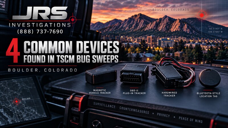 JRS Investigations Boulder TSCM bug sweep identifying four common surveillance devices