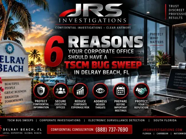 Corporate TSCM Bug Sweep Delray Beach FL