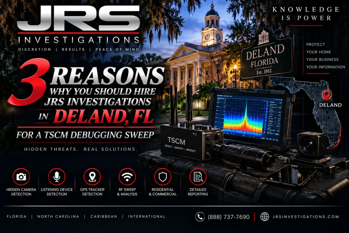 TSCM debugging and bug detection sweep in DeLand Florida by JRS Investigations