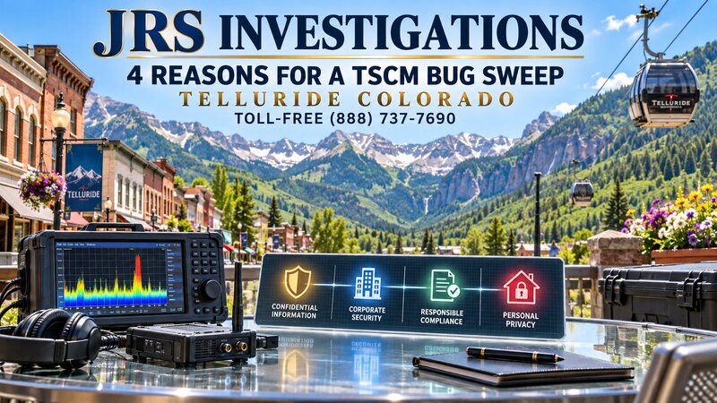Bright daytime Telluride Colorado scene with JRS professional TSCM bug-sweep equipment